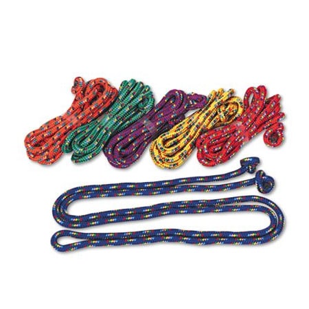 Champion Sports BRAIDED NYLON JUMP ROPE SET, 8-FT LONG, 6 ASSORTED COLORS: Blue; Green; Orange; Purple; Red; Yellow CR8SET